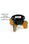 RealWood Suya Dayanıklı Seramik Kaseli Ahşap Ayaklı Tekli Orta/büyük Irk Köpek Mama/su Stantı-1000 Ml. - 1