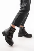 508-3039 Siyah Toka Aksesuarlı Fermuarlı  Günlük Kadın Bot - 3