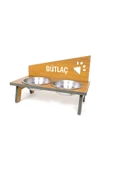 RealWood Suya Dayanıklı Ahşap Çelik Kaseli Özel isim Baskılı Kedi-Köpek Mama ve Su Kabı Stantı - 5