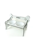 RealWood Suya Dayanıklı Ahşap Özel İsim Baskılı Seramik Kaseli Kademeli Köpek Mama ve Su Kabı Stantı thumbnail 2