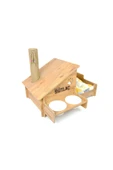 RealWood Ahşap, Seramik Kaseli , Tırmalama Çubuklu Açık-kapalı Kedi Ve Köpek Evi 4 In 1- Beyaz - 3