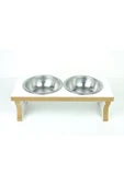RealWood Ahşap Çelik Kaseli Kedi- Köpek Mama Ve Su Kabı Stantı-2*350 Ml. - 2