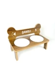 RealWood Köpek Su Ve Mama Kabı-özel Isim Baskılı-ahşap Mdf-kademelikemik-büyük Irk-seramikbeyazkase-2*1000ml - 5