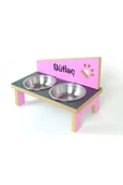 RealWood Ahşap, Çelik Kâseli, Özel Isimli Kedi-köpek Mama Ve Su Kabı Stantı- Pembe-antr.-pembe-2*350 Ml. - 4