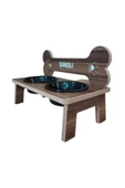 RealWood Köpek Su Ve Mama Standı -özel Isim Baskılı-kemik Model-cevizmdf-büyük Irk-seramiksiyahkase-2*1000ml - 4