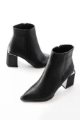 DNZ-410 Siyah Fermuarlı Topuklu Kadın Günlük Bot - 6
