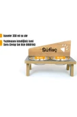 RealWood Özel Isim Baskılı, Ahşap, Çelik Kâseli Kedi- Köpek Mama Ve Su Kabı - 2*350 Ml. - 1
