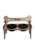 RealWood Köpek Su & Mama Kabı-isim Baskılı-suya Dayanıklı Ceviz-3 Kademeli Kemik Mod-seramik Siyah K-2*1000ml - 6