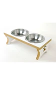 RealWood Ahşap Çelik Kaseli Kedi- Köpek Mama Ve Su Kabı Stantı-2*350 Ml. - 4