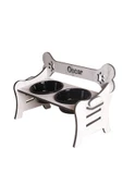 RealWood Köpek Su & Mama Kabı-isim Baskılı-suya Dayanıklı Beyaz-3 Kademeli Kemik Mod-seramik Siyah K-2*1000ml - 1