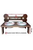 RealWood Köpek Su Ve Mama Kabı-özel Isim Baskılı-ahşap Mdf-kademelikemik-büyük Irk-seramikbeyazkase-2*1000ml - 2