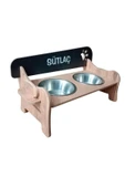 RealWood Özel İsim Baskılı, Ahşap, Kademeli, Eğimli, Çelik Kaseli, Kedi-köpek Mama Ve Su Kabı Stantı - 2