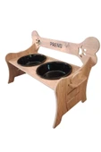 RealWood Köpek Su Ve Mama Standı-özel Isim Baskı-meşemdf-kademelikemik-büyükırk-seramiksiyahkase-2*1000ml - 5
