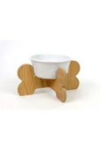 RealWood Seramik Kaseli Ahşap Ayaklı Tekli Kedi-Köpek Mama/Su Stantı - 3