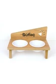 RealWood Özel Isimli Seramik Kaseli Kedi- Köpek Mama Ve Su Kabı Stantı-atlantik Çam - 3