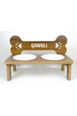 RealWood Köpek Su Ve Mama Kabı-özel Isim Baskılı-ahşap Mdf-kademelikemik-büyük Irk-seramikbeyazkase-2*1000ml - 4