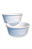 RealWood Köpek Su Ve Mama Kabı - Seramik Beyaz Kase - 2'li - Büyük Irk - 19cm - 2*1000ml - 8