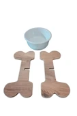 RealWood Seramik Kaseli Ahşap Ayaklı Tekli Kedi-Köpek Mama/Su Stantı - 4