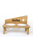 RealWood Özel Isimli Seramik Kaseli Kedi- Köpek Mama Ve Su Kabı Stantı-atlantik Çam - 2