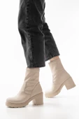 767-3040 Bej Günlük Kalın Topuklu Kadın Bot thumbnail 1