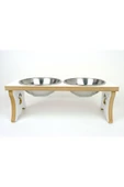 RealWood Ahşap Çelik Kaseli Büyük Irk Köpek Mama-su Kabı Stantı-2*1000 Ml. - 1