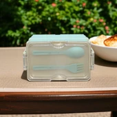 Dikdörtgen İki Katlı Lunch Box Açık Yeşil Renk  Beslenme Kutusu Saklama Kutusu - 3