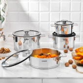 Schafer Steel Pro Çelik Tencere Seti 8 Parça-Inox - 1