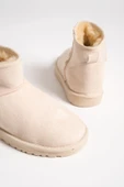 JET-JOLIE Bağcıksız Düz Taban İçi Kürklü Kısa Süet Kadın Bot SKT - Krem thumbnail 5