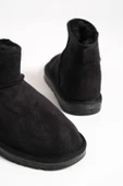 JET-JOLIE Bağcıksız Düz Taban İçi Kürklü Kısa Süet Kadın Bot SST - Siyah thumbnail 5