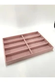 New York Model Süet Kumaş Pembe Renk 34/24 cm Bölmeli Çekmece Içi Gözlük Standı - 3