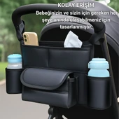 Polham Pratik 8 Bölmeli Çok Fonksiyonlu Bebek Arabası İçin Organizer Çanta, Biberen, Bez, Telefon Tutucu Çanta - 3