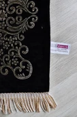 Çiçek Desenli Lüks Şönil Seccade S1007 Siyah thumbnail 4