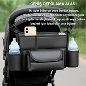 Polham Pratik 8 Bölmeli Çok Fonksiyonlu Bebek Arabası İçin Organizer Çanta, Biberen, Bez, Telefon Tutucu Çanta - 2