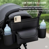 Polham Pratik 8 Bölmeli Çok Fonksiyonlu Bebek Arabası İçin Organizer Çanta, Biberen, Bez, Telefon Tutucu Çanta - 5