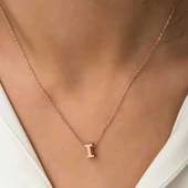 Gümüş Rose 3 Boyutlu I Harf Bayan Kolye thumbnail 2