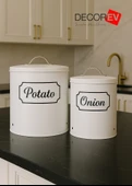 Metal Patates Soğan Kovası  DC-6754 Beyaz  Sebzelik thumbnail 2