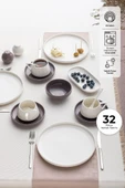 Beyaz - Gri Parla 32 Parça 6 Kişilik Kahvaltı Takımı - 2