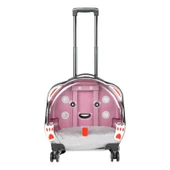 Şeffaf Tekerlekli Kedi Köpek Taşıma Valizi Çekçekli Büyük Model Pembe - 1