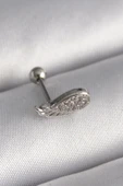 316L Çelik Gümüş Renk Zirkon Taşlı Kanat Tragus Piercing thumbnail 1