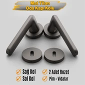 Mat Titan Oda Tipi Kapı Kolu Rozetli Sağ Sol Uygun Modern İç Kapı Kilitli 1 Takım thumbnail 2