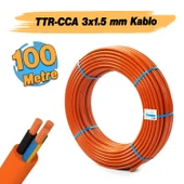 TTR CCA Çok Telli 3x1.5 mm 100 Metre Elektrik Kablosu Turuncu Renk Topraklı İletken Kablo H05VV-F thumbnail 3