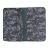 Leony 6.1 inch Uyumlu Deri Kartlıklı Kılıf Kamuflaj Gri thumbnail 2