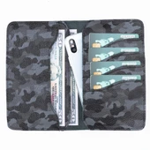 Leony 6.1 inch Uyumlu Deri Kartlıklı Kılıf Kamuflaj Gri thumbnail 1