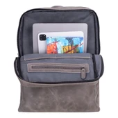 Hidden Castle Deri Sırt Çantası Antik Gri - 4