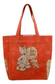 Kadın Vegan Turuncu Large Tote Bag - Warner Bros Tom & Jerry Tasarım - 2