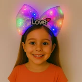 LED Işıklı Love Yazılı Mor Fiyonk Taç – Kız Çocuk Parti Tacı thumbnail 4