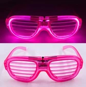 Pembe Led Işıklı Parti Gözlüğü - Neon Glow Şerit Gözlük 3 Modlu - 9