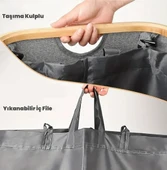 100 Lt Katlanır Kumaş Bambu Çamaşır Sepeti İçi Fileli Kirli Çamaşır Sepeti - 5