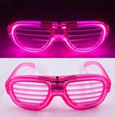 Pembe Led Işıklı Parti Gözlüğü - Neon Glow Şerit Gözlük 3 Modlu - 4