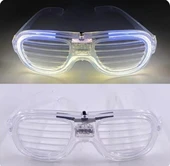 Beyaz Led Işıklı Parti Gözlüğü - Neon Glow Şerit Gözlük 3 Modlu thumbnail 10